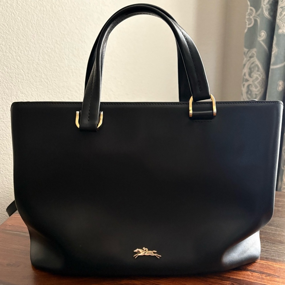 Longchamp Honore 404 Leather Medium Tote Black